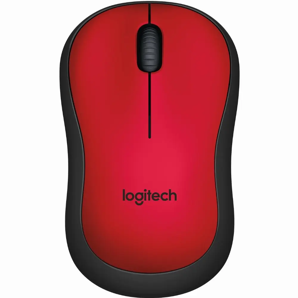 Logitech M220 Silent, Beidhändig, Optisch, RF Wireless, 1000 DPI, Schwarz, Rot