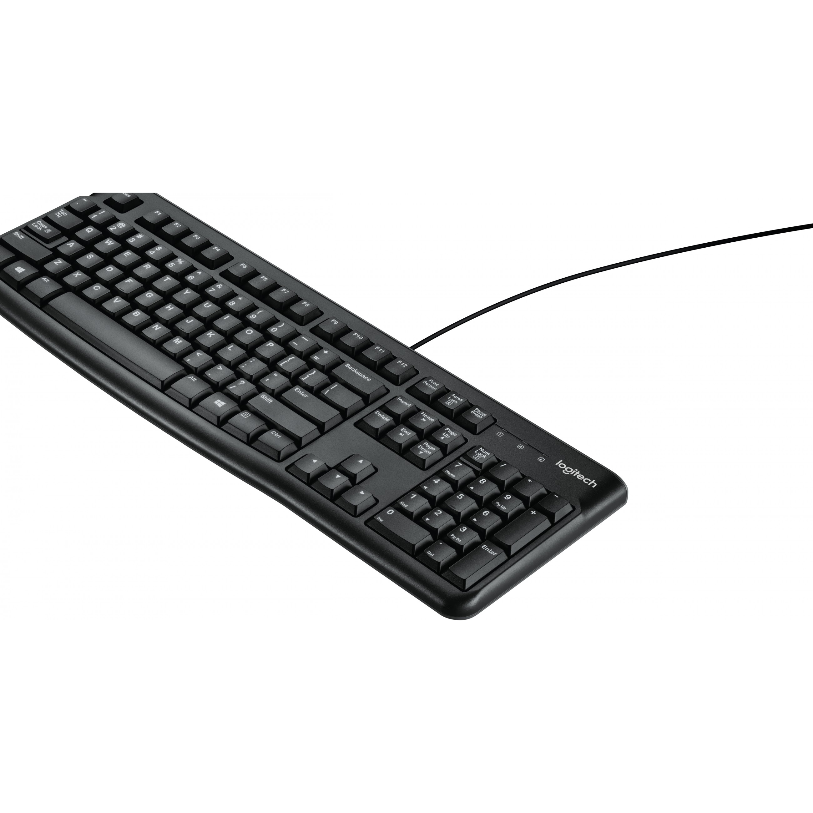 Logitech K120 Corded Keyboard, Volle Größe (100%), Kabelgebunden, USB, QWERTY, Schwarz