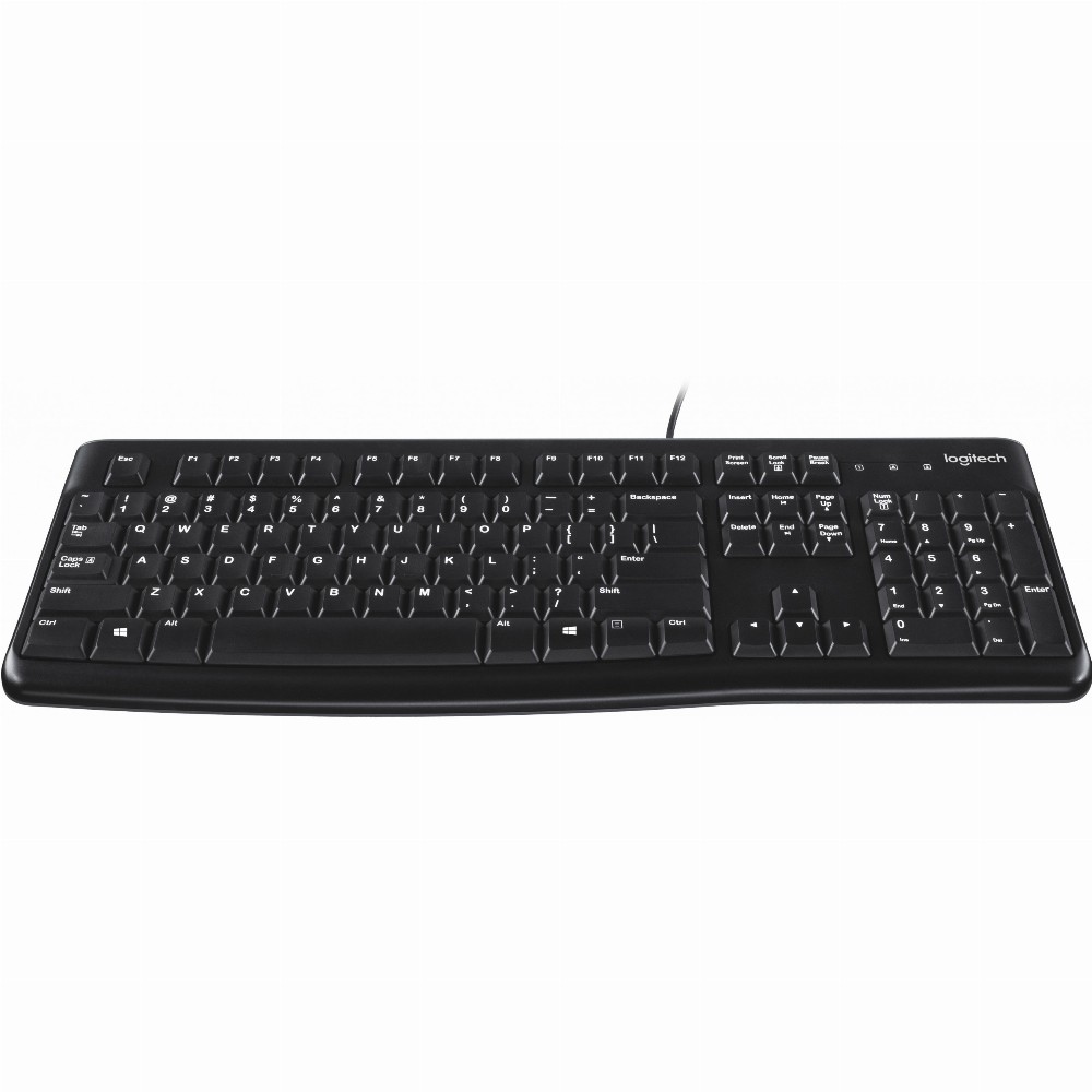 Logitech Keyboard K120 for Business, Standard, Verkabelt, USB, QWERTY, Schwarz