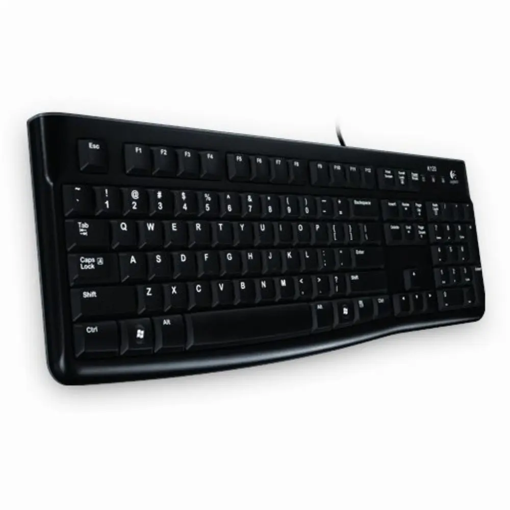 Logitech K120 Corded Keyboard, Volle Größe (100%), Kabelgebunden, USB, QWERTZ, Schwarz