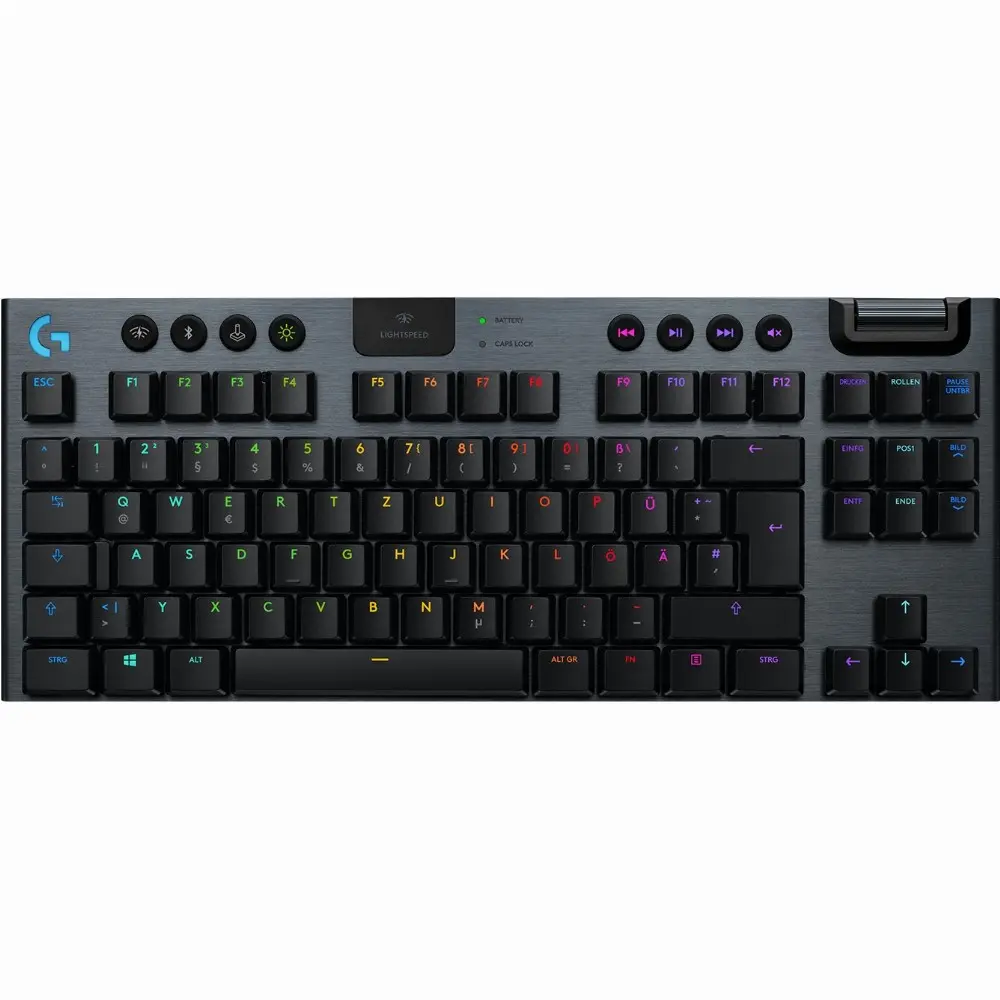Logitech G G915 TKL Tenkeyless LIGHTSPEED Wireless RGB Mechanical Gaming Keyboard, Tenkeyless (80 - 87 %), USB, Mechanischer Switch, QWERTZ, RGB-LED, Karbon