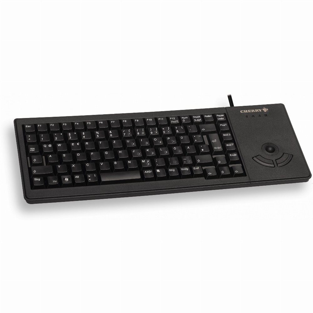 CHERRY XS G84-5400 TRACKBALL Kabelgebundene Tastatur, USB, Schwarz (QWERTY - DE), Standard, Verkabelt, USB, QWERTZ, Schwarz