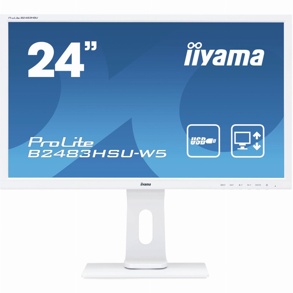 iiyama ProLite B2483HSU-W5, 61 cm (24 Zoll), 1920 x 1080 Pixel, Full HD, LED, 1 ms, Weiß