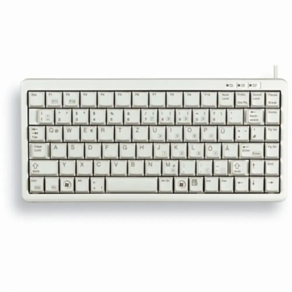CHERRY G84-4100 Kompakte Kabelgebundene Tastatur, USB/PS2, Hell Grau (QWERTY - DE), Mini, Verkabelt, USB, QWERTZ, Grau