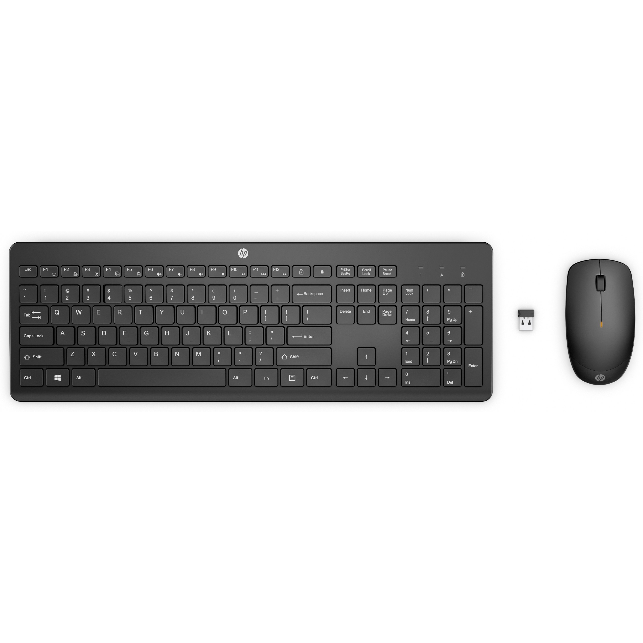 HP 235 Wireless-Maus und -Tastatur (kombiniert), Volle Größe (100%), RF Wireless, Schwarz, Maus enthalten