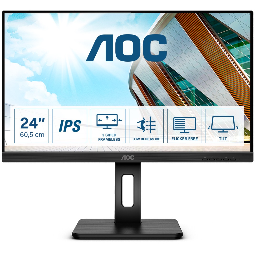 AOC P2 Q24P2Q, 60,5 cm (23.8 Zoll), 2560 x 1440 Pixel, Quad HD, LED, 4 ms, Schwarz