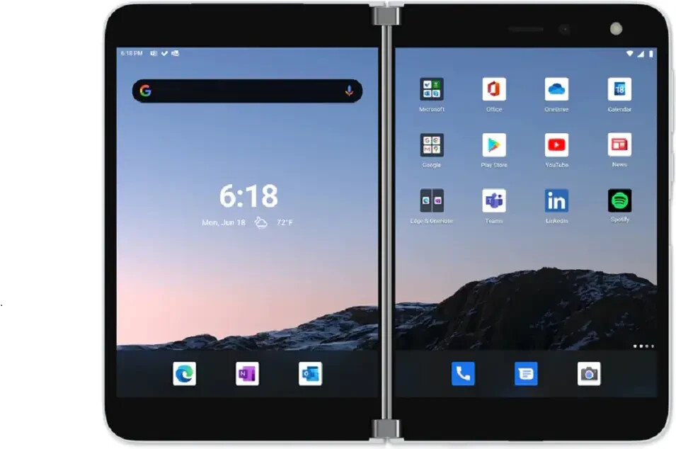 Microsoft Surface Duo - 5,6 Zoll (14,22cm), 6GB, 128GB, Weiß, AMOLED, Android 10 Gletscher - wie NEU OVP"