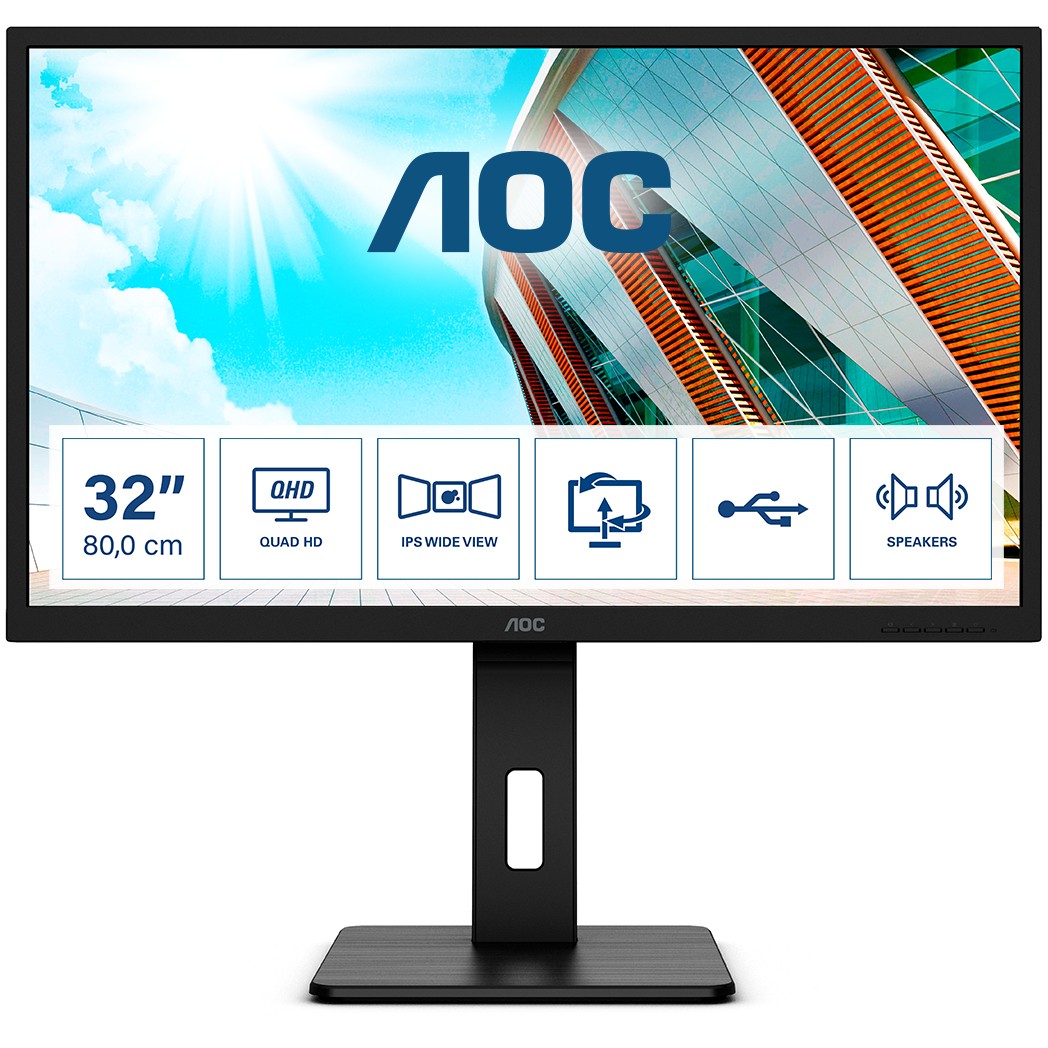 AOC P2 Q32P2, 80 cm (31.5 Zoll), 2560 x 1440 Pixel, 2K Ultra HD, LED, 4 ms, Schwarz