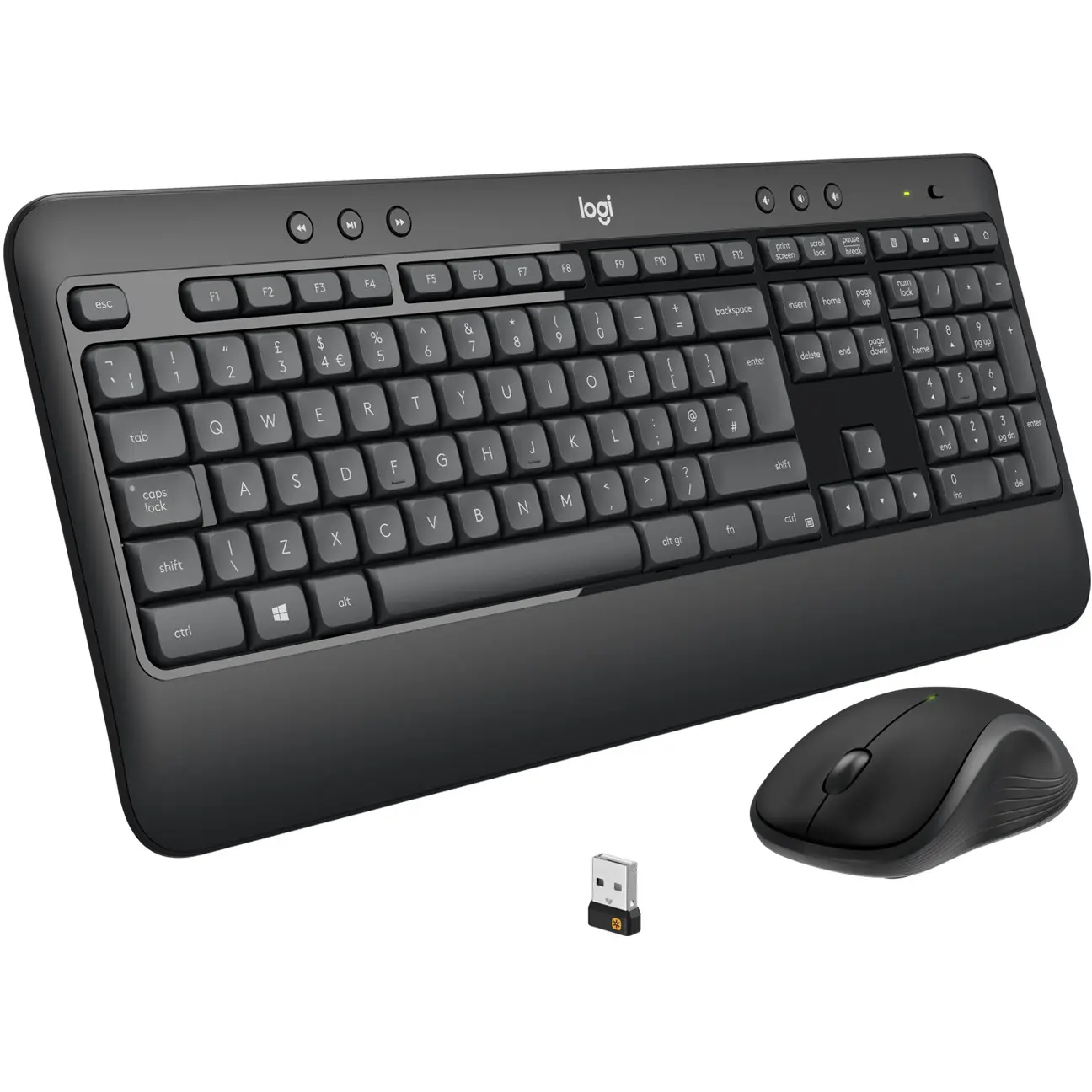 Logitech Advanced MK540, Kabellos, USB, Membran Key Switch, QWERTY, Schwarz, Weiß, Maus enthalten