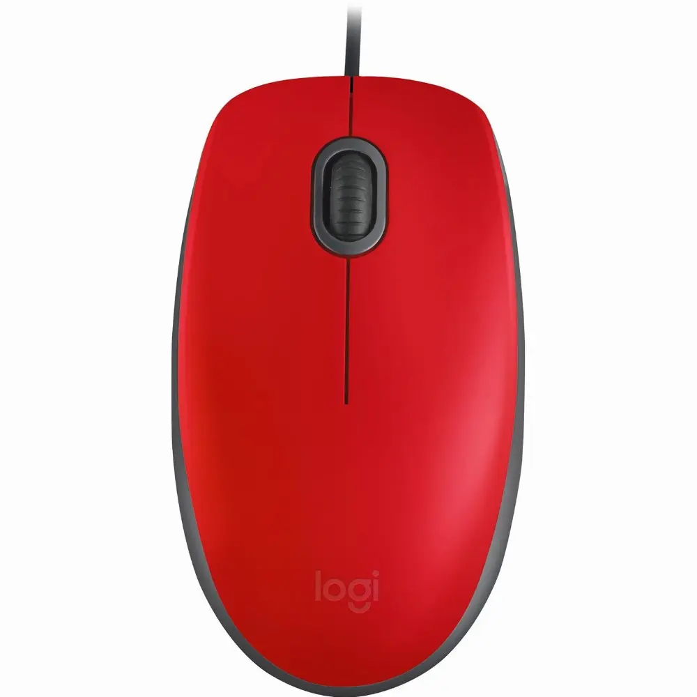 Logitech M110 Silent, Beidhändig, Optisch, USB Typ-A, 1000 DPI, Rot